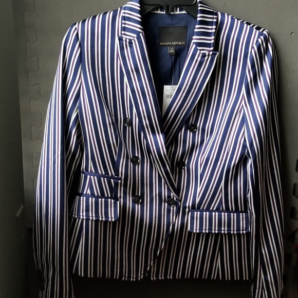 Banana Republic Striped Double Breasted Blazer - Picture 3 of 5